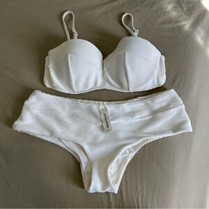 Zulu & Zephyr Bridal Cream Ribbed Matching Two-piece Set Woman Size Medium